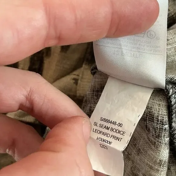 Banana Republic Linen Blend Bodice Seam Maxi Dress 12P 12 Tan Leopard Print NEW - Picture 11 of 11